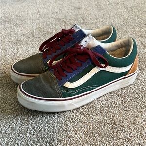 Vans Old Skool Sneakers in Green, Blue, and Brown